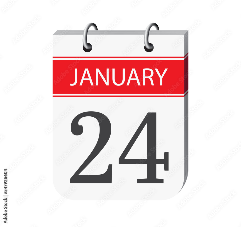 24 january calendar page. 3d one day calendar date appointment, event reminder illustration. 24 january calendar page. 3d one day calendar date appointment, event reminder illustration.
