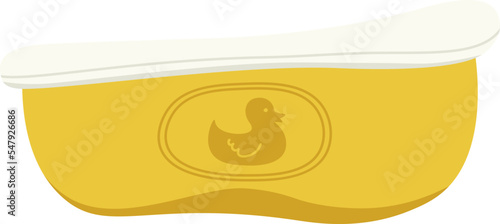 Funny yellow bath for baby flat icon Equipment for bathe