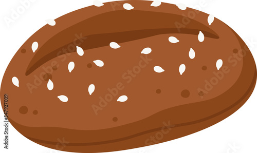Black bread with seeds flat icon Bakery Fragrant dish