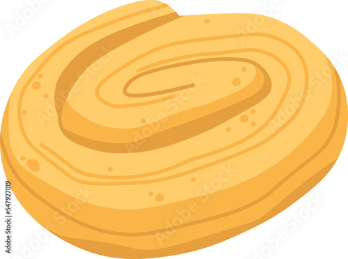 Puff pastry bun flat icon Fragrant dessert Bakery