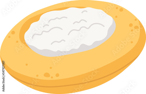 Bun with homemade cheese flat icon Bakery