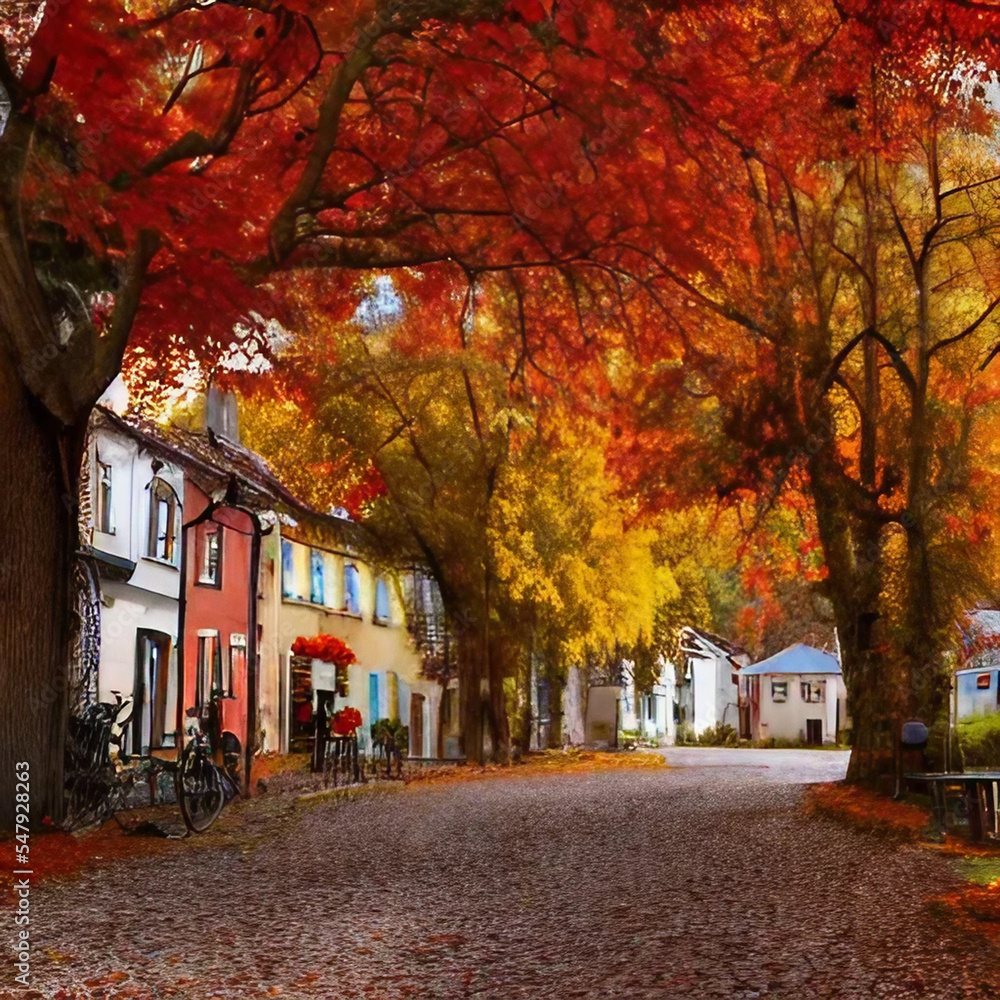 Naklejka premium fall in the city