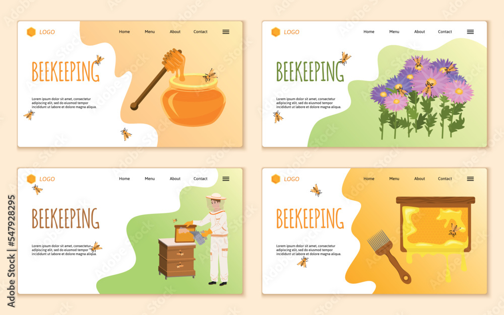 Beekeeping Website Cards Collection