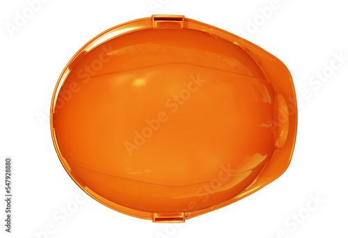 Orange safety, engineer or construction helmet isolated. Working hard hat. Top view.png photo