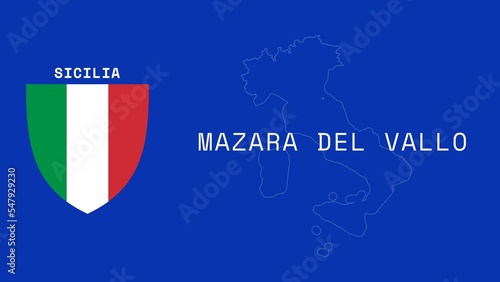 Mazara del Vallo: Illustration mit dem Ortsnamen der italienischen Stadt Mazara del Vallo in der Region Sicilia