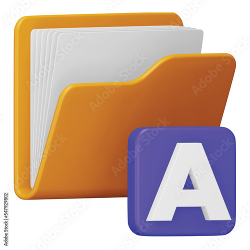 Fonts folder 3d rendering isometric icon.