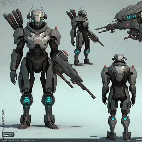 Tela battle robot concept illustration character sheet videogame