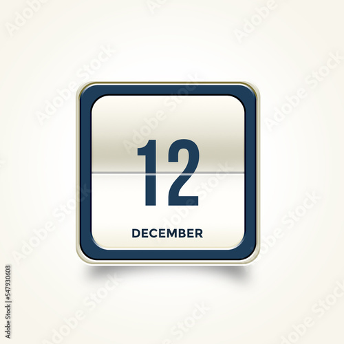 December 12. Button with text 3 November. Table calendar in 3D illustration style. photo