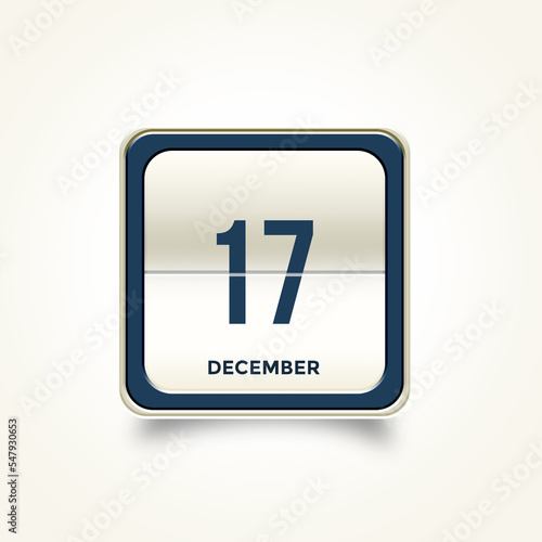 December 17. Button with text 3 November. Table calendar in 3D illustration style. photo