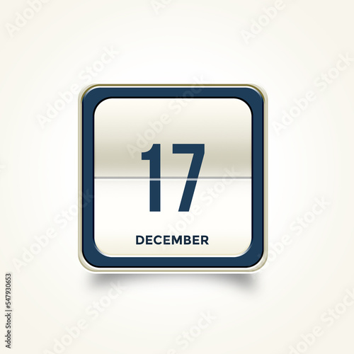 December 17. Button with text 3 November. Table calendar in 3D illustration style.
