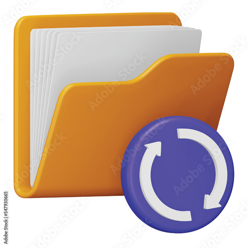 Sync folder 3d rendering isometric icon.