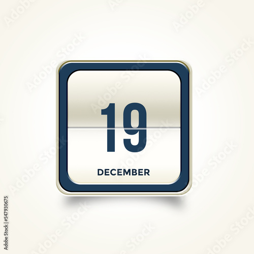 December 19. Button with text 3 November. Table calendar in 3D illustration style.