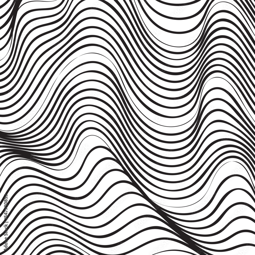 abstract smooth waves background. black and white wavy stripes background