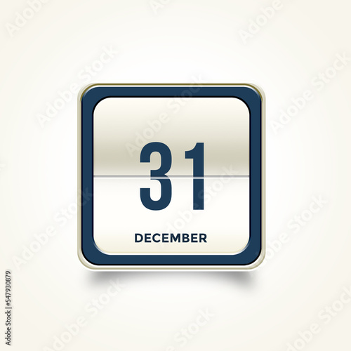 December 31. Button with text 3 November. Table calendar in 3D illustration style.