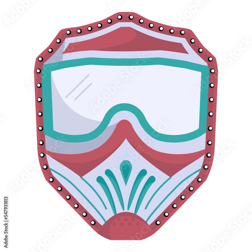 Mask or Headwear vector flat icon design, Shooting sport symbol, extreme sports Sign, skeet shooting and trapshooting stock illustration, paintball goggle Concept