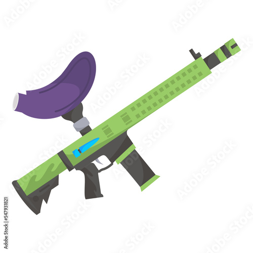 Heavy Machine Gun vector flat icon design, Shooting sport symbol, extreme sports Sign, skeet shooting and trapshooting stock illustration, paintball rifle Concept