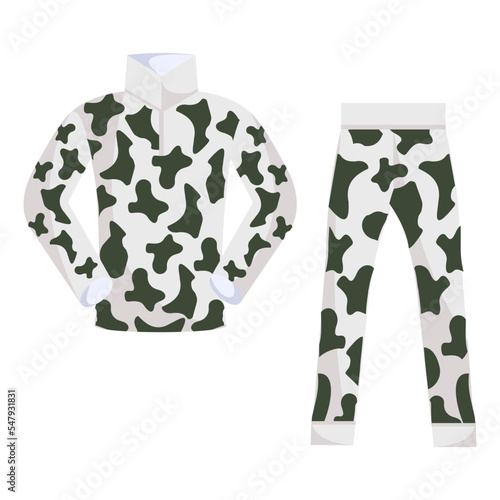 Mens Camouflage Military Tactical uniform vector flat icon design, Shooting sport symbol, extreme sports Sign, skeet shooting and trapshooting stock illustration, paintball cow print combat suit Conce