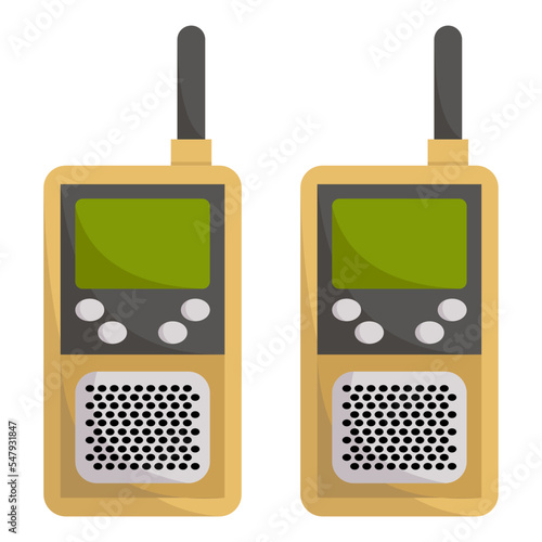 Communications gear vector flat icon design, Shooting sport symbol, extreme sports Sign, skeet shooting and trapshooting stock illustration, Two Way Radios for Paintball Concept