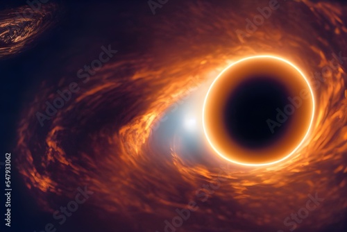 A giant black hole in space sucks in stars and matter. 