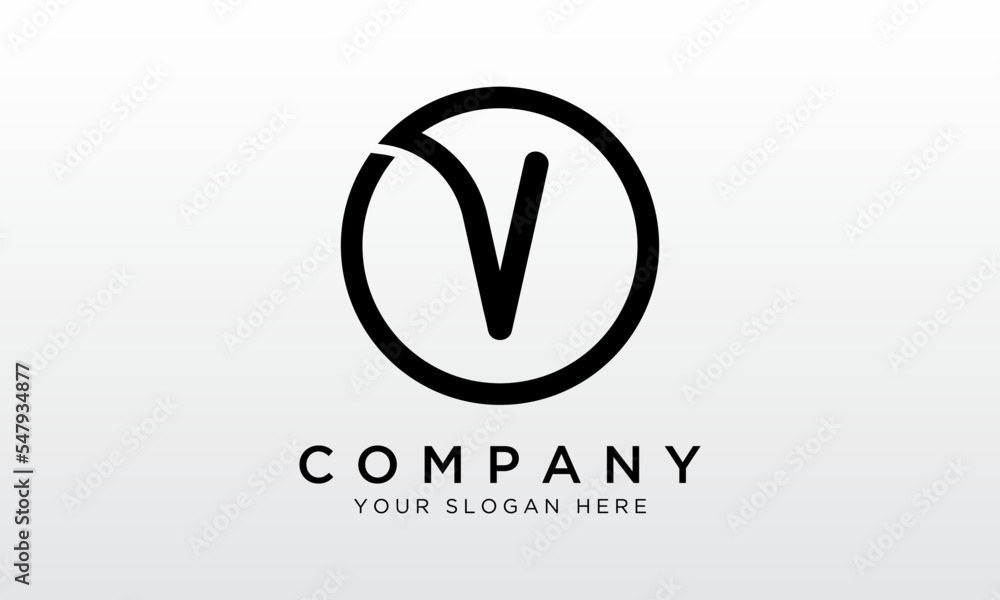 Obraz premium Initial Letter V Logo With Circle Shape. Modern Unique Creative V Logo Design Vector Template.