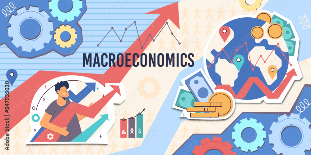 Naklejka premium Macroeconomics Flat Collage