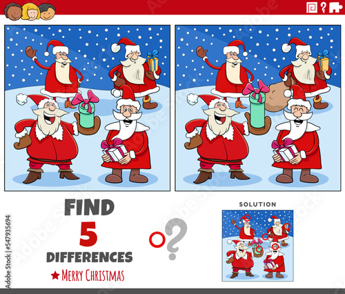 differences game for children with Santa Clauses characters
