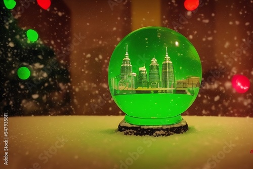 kuala lumpur city glass snow globe, made by AI, artificial intelligence