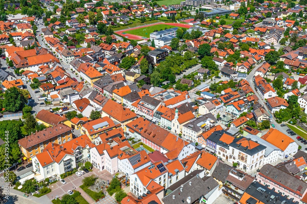 Murnau am Staffelsee im bayerischen Oberland im Luftbild