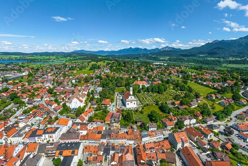 Murnau und Umgebung im Luftbild, Ausblick zum Alpenrand um die Walchenseeberge