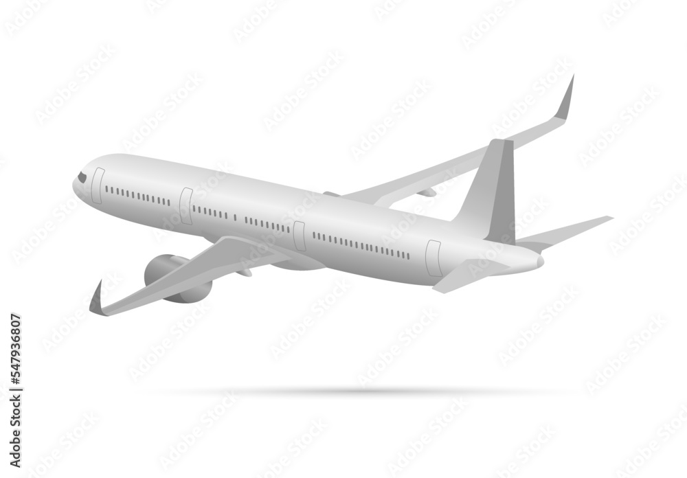 Realistic 3d airplane with wide wings