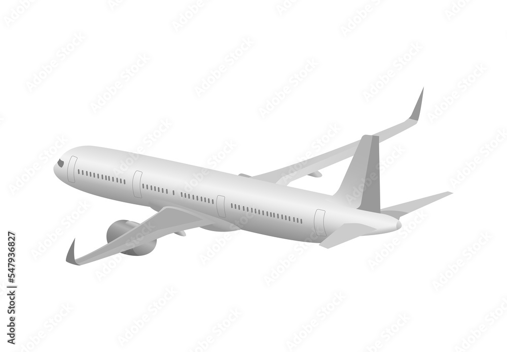 Realistic 3d airplane with wide wings