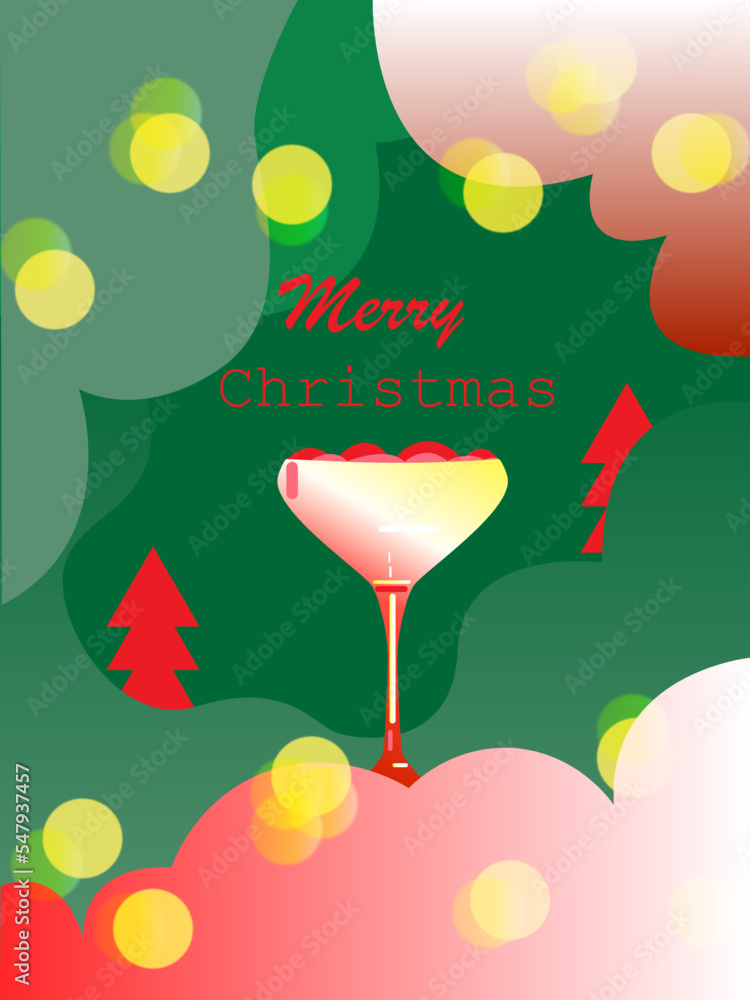 vector greeting card Merry Christmas. cocktail party invitation