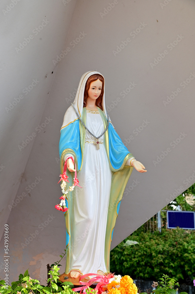 Close up of Statue of Our lady of grace virgin Mary in the church, Thailand. selective focus. Close up of Statue of Our lady of grace virgin Mary in the church, Thailand. selective focus.