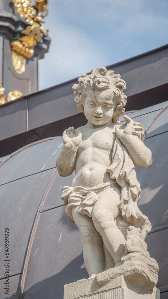 Fototapeta premium Old royal renaissance and rococo sculptures in Zwinger gardens at historical and museums downtown of Dresden, Germany.