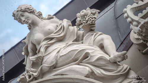 Old royal renaissance and rococo sculptures in Zwinger gardens at historical and museums downtown of Dresden, Germany. photo