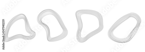 Set of abstract deformed circle banners. Distorted contour. Vector illustration