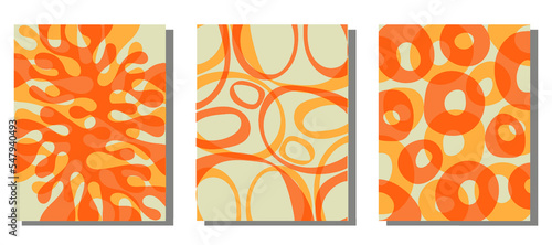 Set of aesthetic minimalist artistic abstract posters. Composition vintage circle, lines, drops. Vector illustration