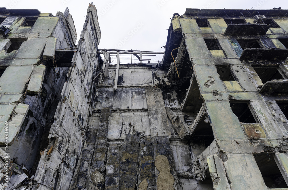 destroyed and burned houses in the city Russia Ukraine war destroyed and burned houses in the city Russia Ukraine war