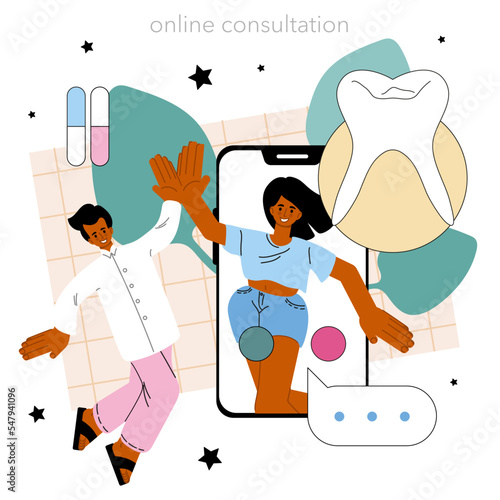 Dentist online service or platform. Dental doctor in