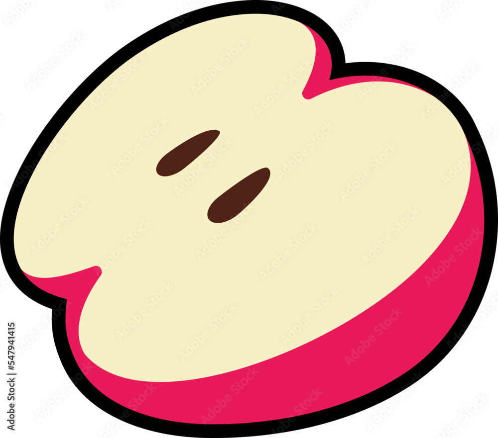 Apple half cut colorful with black stroke Apple half cut colorful with black stroke
