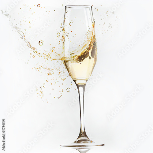 Champagne Explosion With Toast Of Flutes.