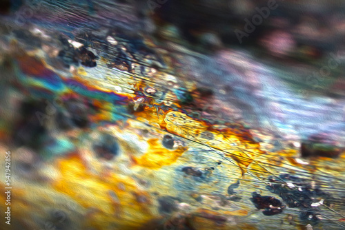 Aurora metallic, rainbow colored rusty abstract image texuture. photo