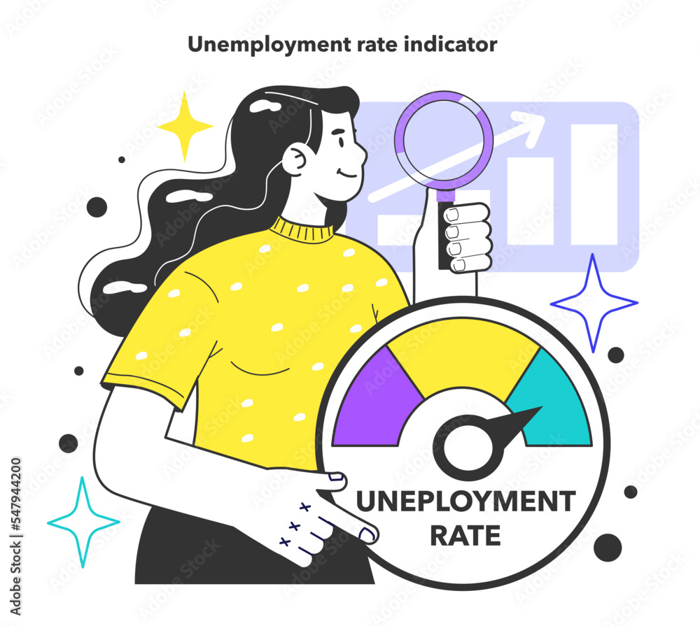 Unemployment rate indicator. Economy theory, percentage of the labor ...