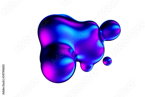 Abstract gradient metaball liquid blob 3d render. photo