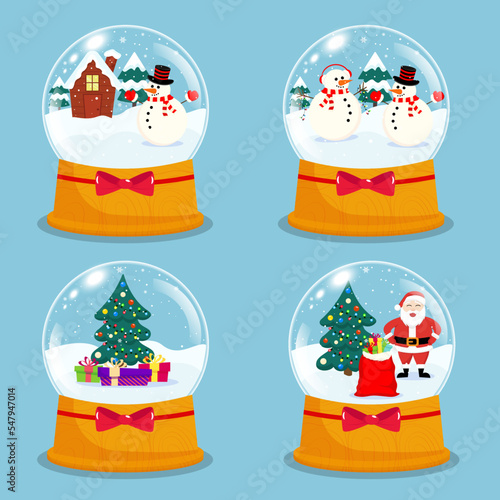 Christmas snowballs collection in cartoon style.