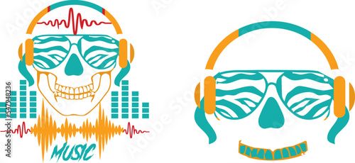 Music skull  artwork vector