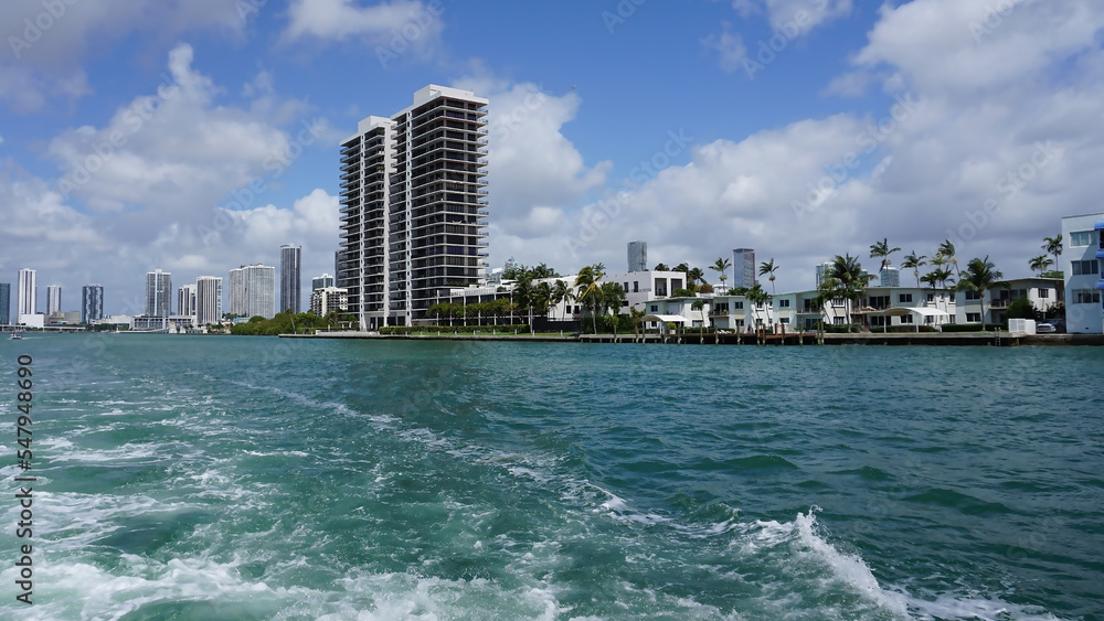 Modern buildings at the Bayside Marina in Miami, Florida at USA