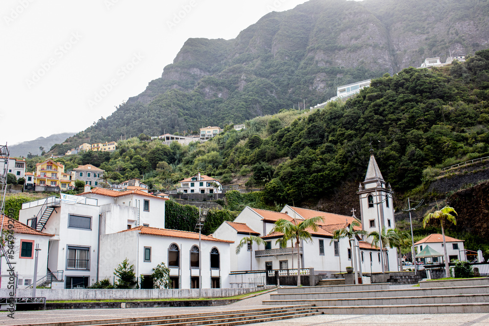 Buildings and a church in Sao Vicente, Madeira