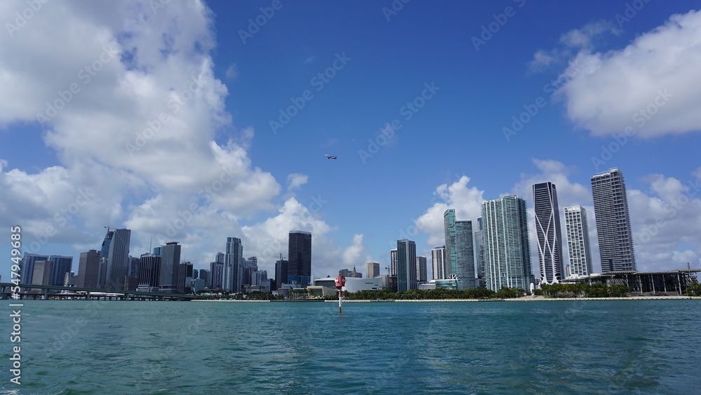Modern buildings at the Bayside Marina in Miami, Florida at USA Modern buildings at the Bayside Marina in Miami, Florida at USA