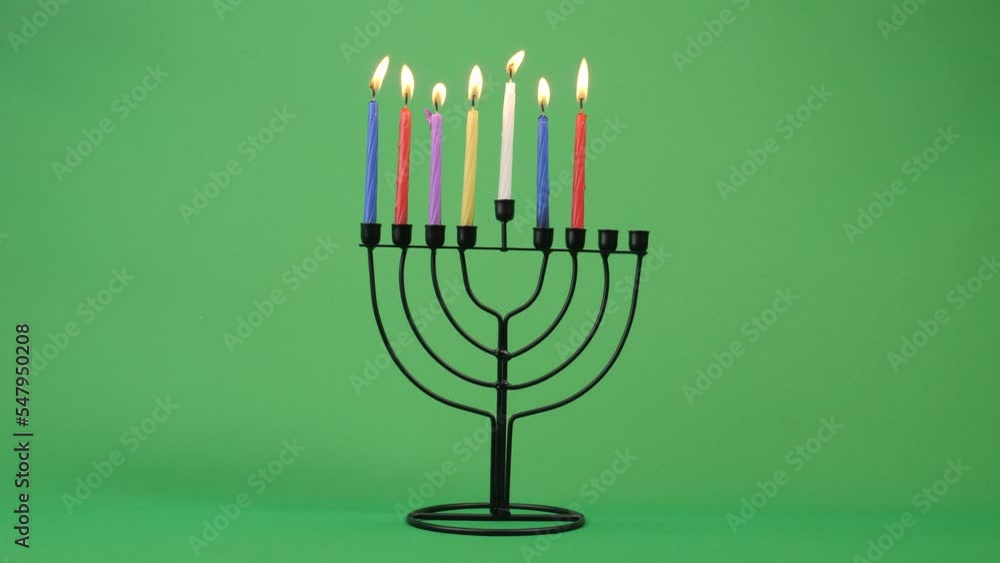 Hanukkah menorah sixth night candle 4k 10bit greenscreen 6